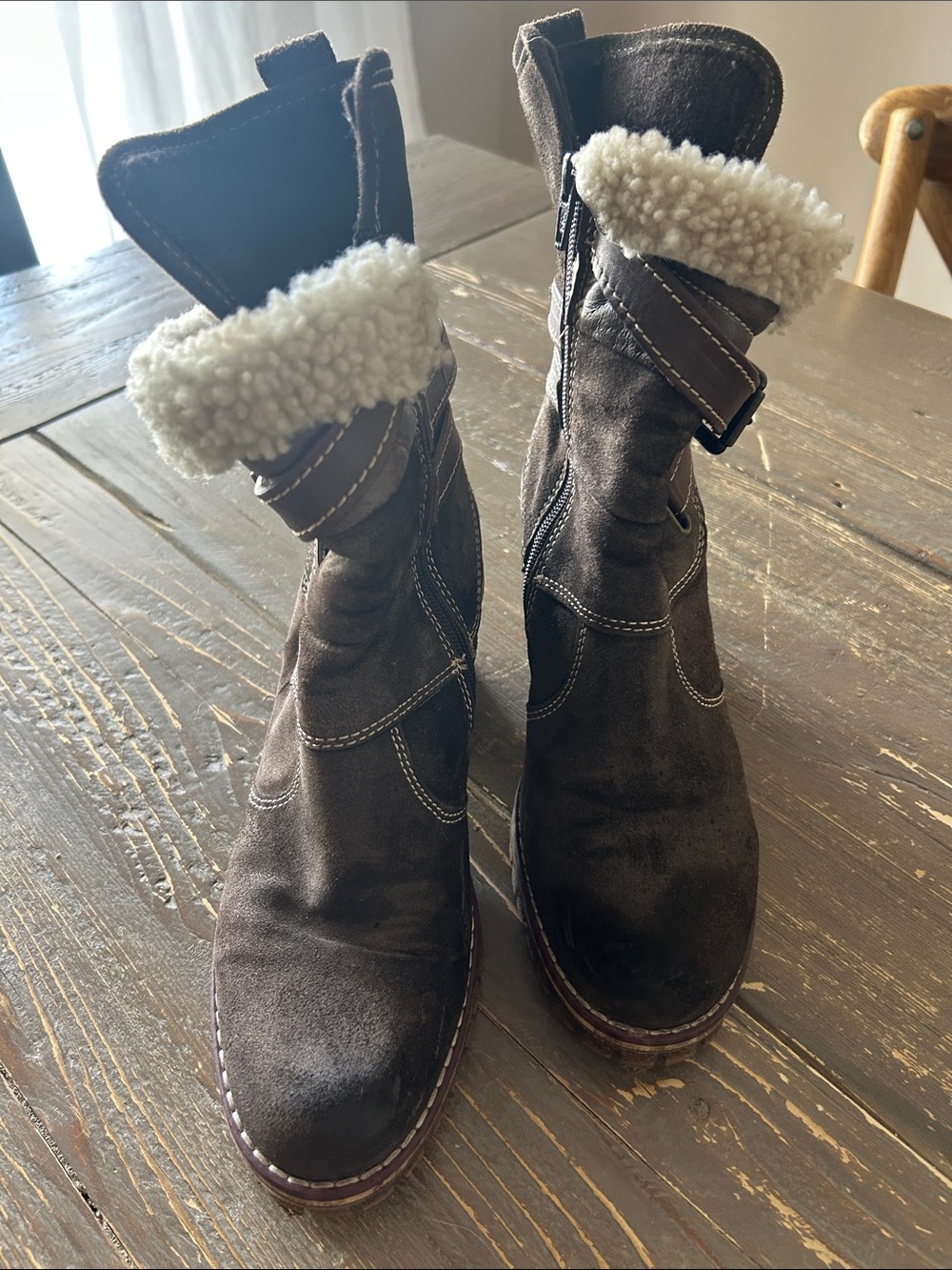 Women’s Manas Suede and Shearling booties